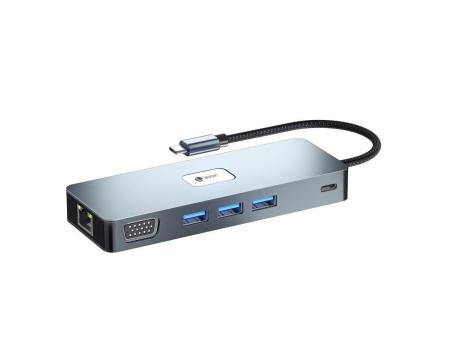 Docking USB Tipo-C Leotec LEDS03/ 3xUSB/ 1xUSB Tipo-C PD/ 1xHDMI 4K/ 1 xDisplayPort/ 1xVGA/ 1xAudio/ 1xRJ45/ 1xLector Tarjetas S