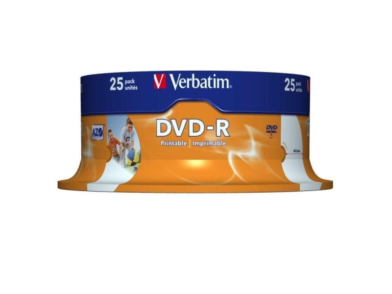 DVD-R Verbatim Imprimible 16X/ Tarrina-25uds