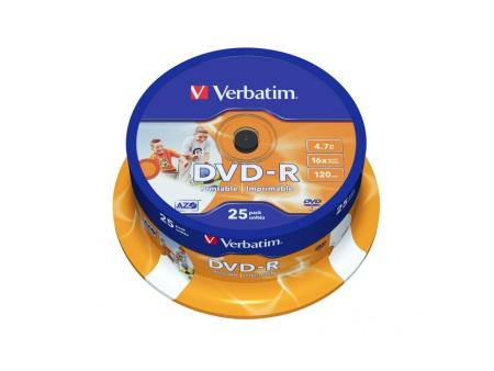 DVD-R Verbatim Imprimible 16X/ Tarrina-25uds