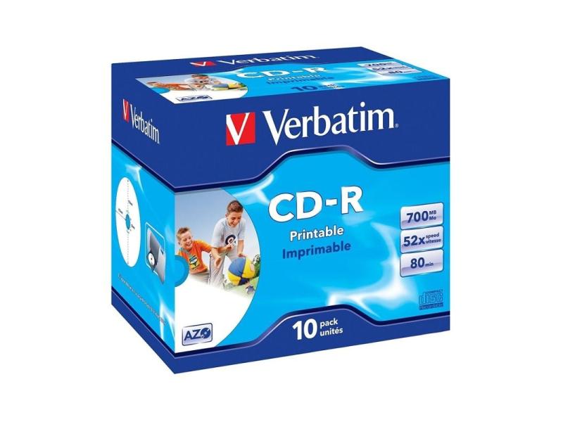 CD-R Verbatim AZO Imprimible 52X/ Caja-10uds