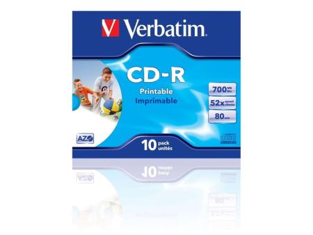 CD-R Verbatim AZO Imprimible 52X/ Caja-10uds