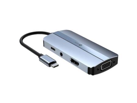 Docking USB Tipo-C Leotec LEDS04/ 2xUSB/ 1xUSB Tipo-C/ 1xUSB Tipo-C PD/ 1xHDMI/ 1xVGA/ 1xAudio/ Azul