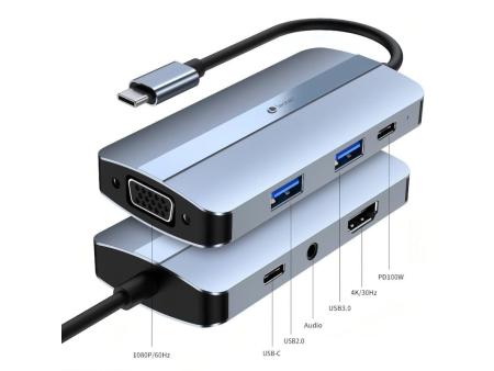 Docking USB Tipo-C Leotec LEDS04/ 2xUSB/ 1xUSB Tipo-C/ 1xUSB Tipo-C PD/ 1xHDMI/ 1xVGA/ 1xAudio/ Azul