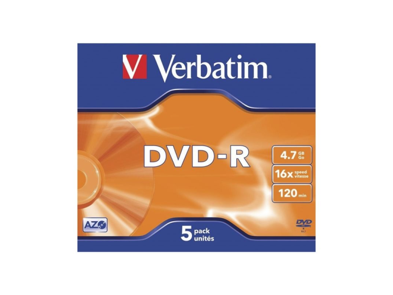 DVD-R Verbatim Advanced AZO 16X/ Caja-5uds