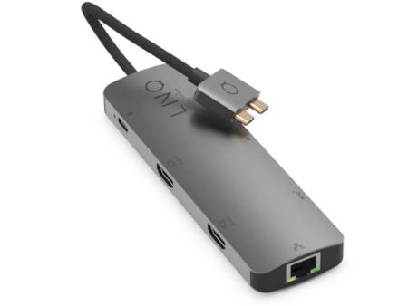 Docking USB Tipo-C Dual Linq LQ48011/ 1xUSB Tipo-C/ 2xUSB/ 2xHDMI 4K/ 1xRJ45/ 1xUSB Tipo-C PD/ Gris/ Compatible con MacBook M1/M