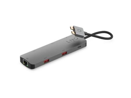 Docking USB Tipo-C Dual Linq LQ48011/ 1xUSB Tipo-C/ 2xUSB/ 2xHDMI 4K/ 1xRJ45/ 1xUSB Tipo-C PD/ Gris/ Compatible con MacBook M1/M