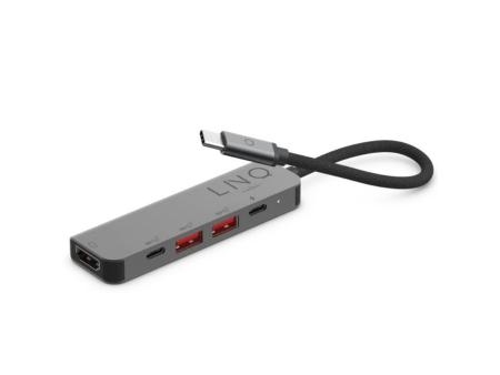 Docking USB Tipo-C Linq LQ48014/ 1xUSB Tipo-C/ 2xUSB/ 1xHDMI 4K/ 1xUSB Tipo-C PD/ Gris