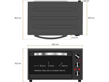 Horno de Sobremesa Grunkel HR-28N RM/ 1600W/ Capacidad 28L