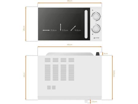 Microondas Grunkel MWG-25SG/ 900W/ Capacidad 25L/ Función Grill/ Blanco