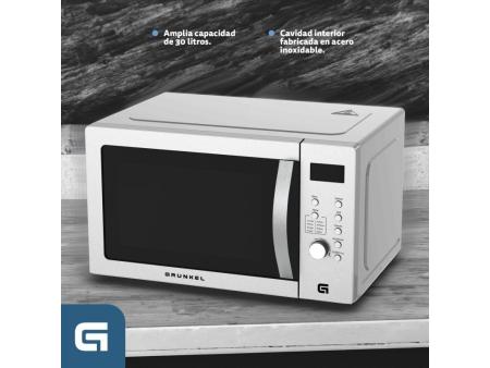 Microondas Grunkel MWGC-30SS/ 1000W/ Capacidad 30L/ Función Grill/ Blanco