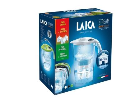 Pack Jarra Filtrante Laica Stream Line/ 2.3L/ Blanca/ Jarra + 3 Filtros BI-FLUX