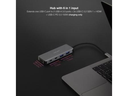 Docking Tipo-C Nanocable 10.16.1006/ 2xUSB/ 1xHDMI 4K/ 2xUSB Tipo-C/ 1xUSB Tipo-C PD