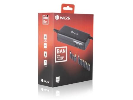 Cargador de Portátil NGS BAN/ 90W/ Manual/ 11 Conectores/ Voltaje 12-20V