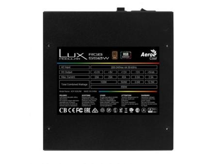 Fuente de Alimentación Aerocool LUX RGB 550M/ 550W/ Ventilador 12cm/ 80 Plus Bronze