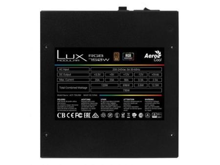 Fuente de Alimentación Aerocool LUX RGB 750M/ 750W/ Ventilador 12cm/ 80 Plus Bronze