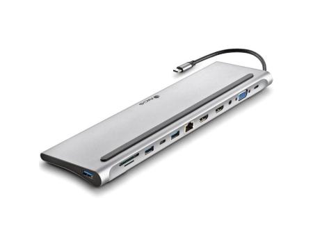 Docking USB Tipo-C NGS WonderDock12/ 3xUSB/ 2xHDMI/ 1xVGA/ 1xRJ45/ 1xLector de Tarjetas/ 1xJack 3.5/ 1xUSB Tipo-C PD/ Gris