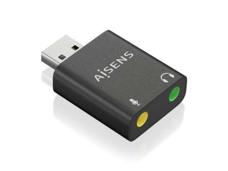 Tarjeta de Sonido Aisens A106-0768/ USB Macho - 2xJack 3.5 Hembra