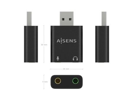 Tarjeta de Sonido Aisens A106-0768/ USB Macho - 2xJack 3.5 Hembra