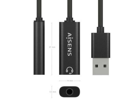 Tarjeta de Sonido Aisens A106-0770/ USB Macho - Jack 3.5 Hembra