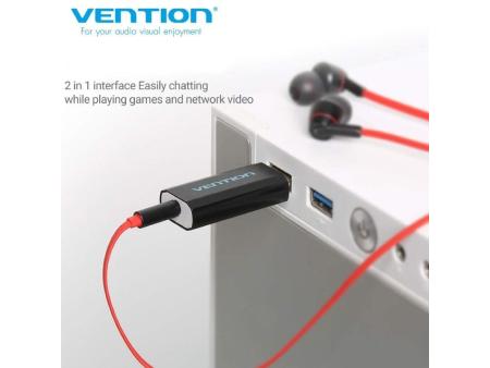 Tarjeta de Sonido Vention VAB-S15-B/ USB Macho - Jack 3.5 Hembra