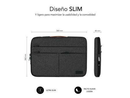 Funda Subblim Air Padding 360 Sleeve para Portátiles hasta 14'/ Gris Oscuro