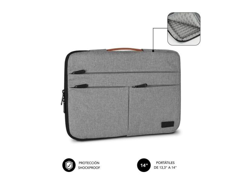 Funda Subblim Air Padding 360 Sleeve para Portátiles hasta 14'/ Gris Claro