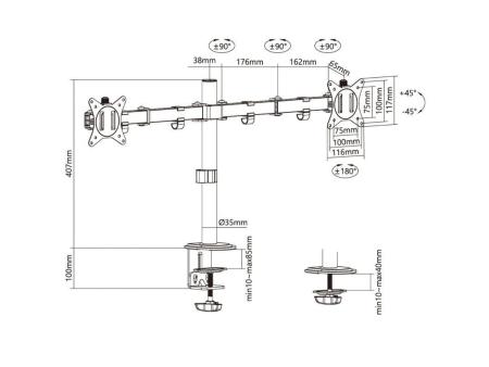 Soporte para 2 Monitores o TV Aisens DT32TSR-149/ hasta 9kg