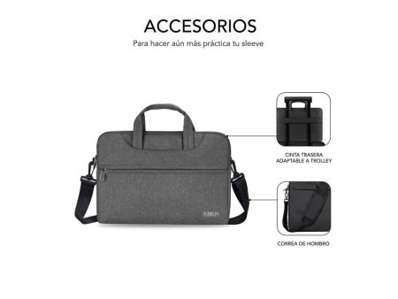 Maletín Subblim Business Laptop Sleeve para Portátiles hasta 15.6'/ Cinta para Trolley/ Gris