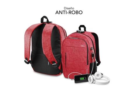 Mochila Subblim Urban Lock para Portátiles hasta 16'/ Puerto USB/ Antirrobo/ Rojo