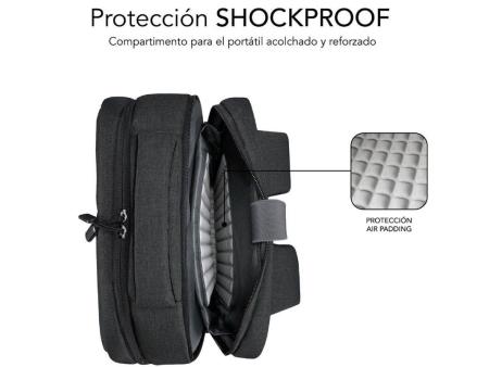 Mochila Subblim Traveller Airpadding Backpack para Portátiles hasta 15.6'/ Puerto USB/ Gris