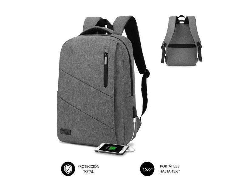 Mochila Subblim City Backpack para Portátiles hasta 15.6'/ Puerto USB/ Gris