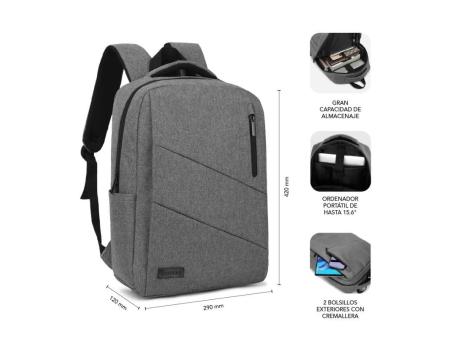 Mochila Subblim City Backpack para Portátiles hasta 15.6'/ Puerto USB/ Gris