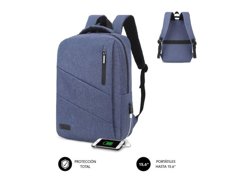 Mochila Subblim City Backpack para Portátiles hasta 15.6'/ Puerto USB/ Azul