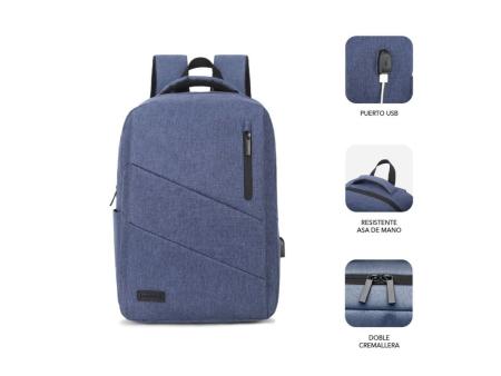 Mochila Subblim City Backpack para Portátiles hasta 15.6'/ Puerto USB/ Azul