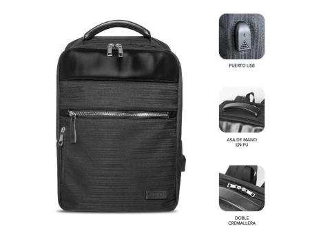 Mochila Subblim Business V2 AP Backpack para Portátiles hasta 15.6'/ Puerto USB/ Negra