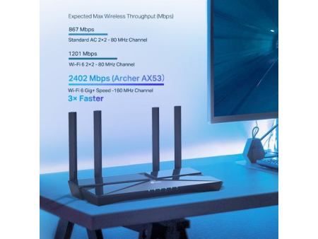 Router Inalámbrico TP-Link Archer AX53/ WiFi 6/ 3000 Mbps/ 2.4GHz 5GHz/ 4 Antenas/ WiFi 802.11ax/ac/n/a/ - n/b/g