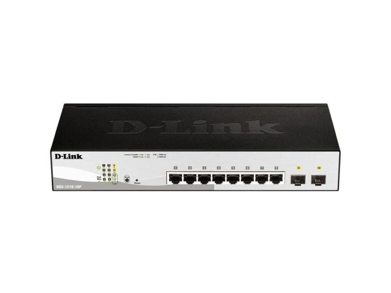 Switch D-Link DGS-1210-10P 10 Puertos/ RJ-45 Gigabit 10/100/1000 PoE/ SFP