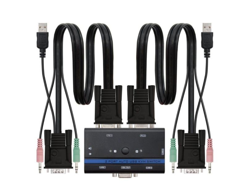 KVM Switch Nanocable 10.12.0001/ PC - CPU: 2 VGA + 2 USB + 4 JACK 3.5 / CONSOLA: 2 USB + VGA + 2 JACK 2.5/ 1.4m