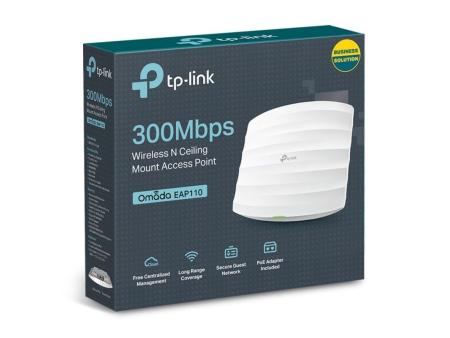 Punto de Acceso Inalámbrico TP-Link Omada EAP110 PoE 300Mbps/ 2.4GHz/ Antenas de 4dBi/ WiFi 802.11n/b/g