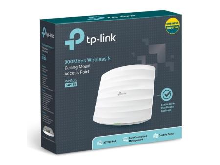 Punto de Acceso Inalámbrico TP-Link Omada EAP115 PoE 300Mbps/ 2.4GHz/ Antenas de 4dBi/ WiFi 802.11n/b/g