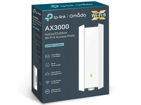 Punto de Acceso Inalámbrico TP-Link Omada EAP650-OUTDOOR/ WiFi 6/ PoE+/ 3000Mbps/ 2.4GHz 5GHz/ Antenas de 5dBi/ WiFi 802.11 ax/a