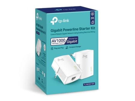 Adaptador Powerline TP-Link TL-PA7017Kit 1000Mbps/ Alcance 300m/ Pack de 2