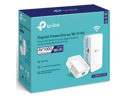 Adaptador Powerline TP-Link TL-WPA7517 Kit 1000Mbps/ Alcance 300m/ Pack de 2