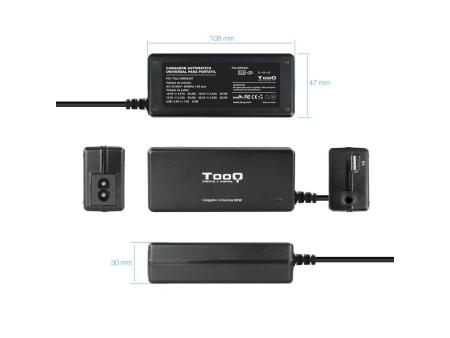 Cargador de Portátil TooQ TQLC-65BS02AT/ 65W/ Automático/ 8 Conectores/ Voltaje 18.5-20V/ 1 USB