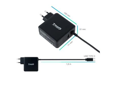 Cargador de Portátil TooQ TQLC-USBC65PD USB Tipo-C/ 65W/ Automático/ Voltaje 5-20V/ 1x USB