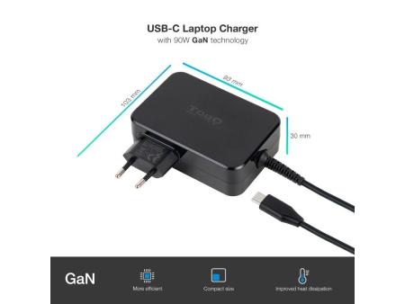 Cargador de Portátil TooQ TQLC-USBCGAN90PD USB Tipo-C/ 90W/ Automático/ Voltaje 5-20V