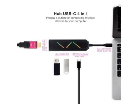 Docking USB Tipo-C Nanocable 10.16.0401/ 2xUSB/ 1xUSB Tipo-C PD/ 1xHDMI