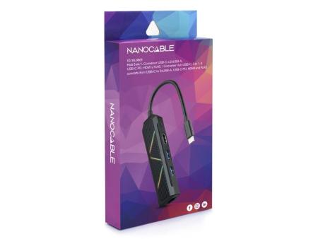 Docking USB Tipo-C Nanocable 10.16.0501/ 2xUSB/ 1xUSB Tipo-C PD/ 1xHDMI/ 1xRJ45/ Negro