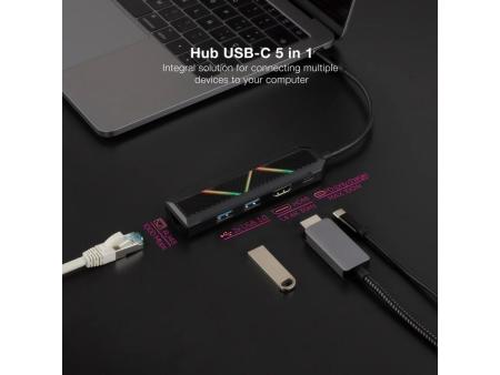 Docking USB Tipo-C Nanocable 10.16.0501/ 2xUSB/ 1xUSB Tipo-C PD/ 1xHDMI/ 1xRJ45/ Negro