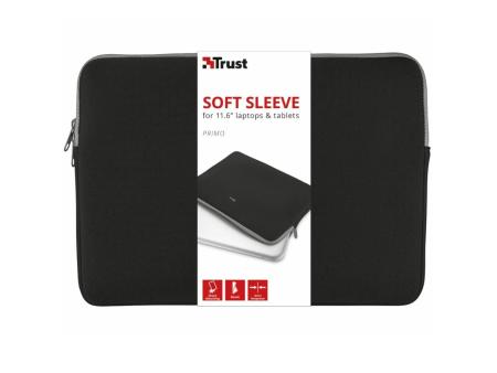 Funda Trust Primo Soft Sleeve para Portátiles/ Tablets hasta 11.6'/ Negra